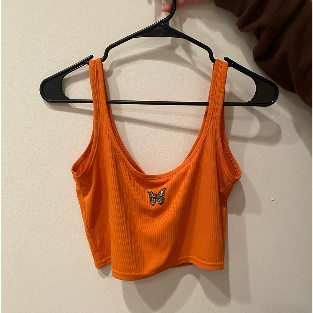 Cropped Orange Butterfly Tank
